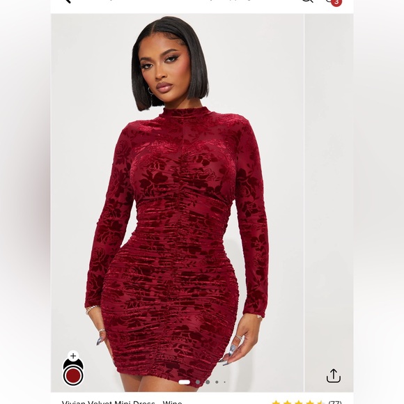 Fashion Nova Dresses & Skirts - Fashion Nova Velvet Mini Dress - Deep Red